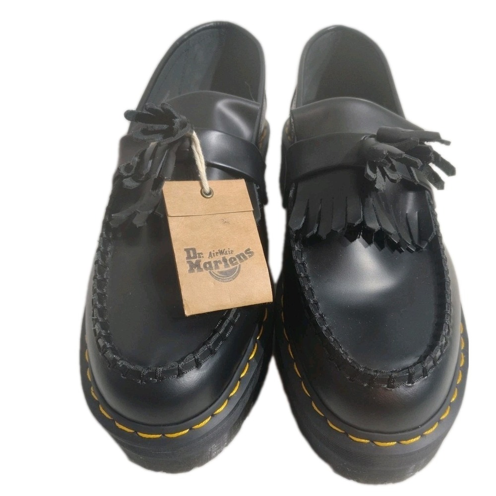 Dr. Martens Black Tassel Kiltie Leather Slip-On Loafers
